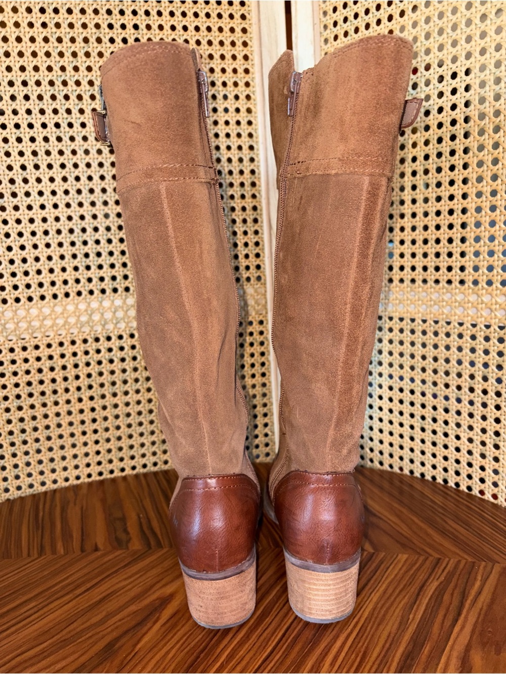 boc Tall Brown Leather & Suede Knee Boots - Picture 3 of 10